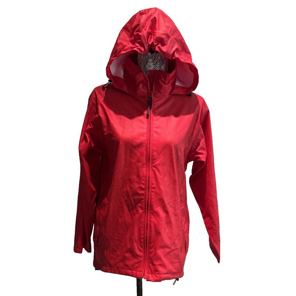 Helly Hansen‎ RED Voss Polyester Waterproof Womans Hooded Rain Jacket Small